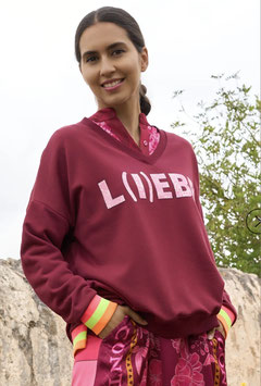 MG12977 miss goodlife / Sweater V-Neck L(I)EBE! Snake – bordeaux