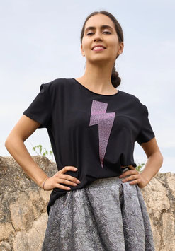 MG12869 miss goodlife / T-Shirt Roundneck Lightning Strass -schwarz