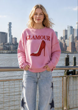MG15764 miss goodlife / Sweatshirt Roundneck Glamour Paillette – pink/red