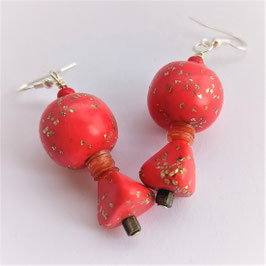 103. Boucles d'oreilles corail 2 boules