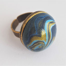 83. Bague vague bleue bronze