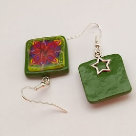 FBO29. Boucles d'oreilles greenstar