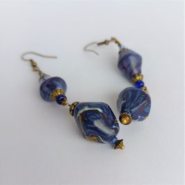 FBO55. Boucles d'oreilles bleu nuit