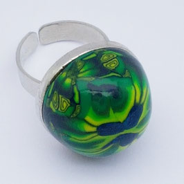 55.Bague jungle boule métal argenté