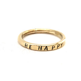 BL33. Anneau laiton doré "be happy"