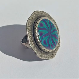 45. Bague plaqué argent étoile bleue