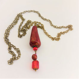 2. Collier long goutte rouge