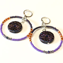 FBO162. Boucles d'oreilles créoles étoilebleue