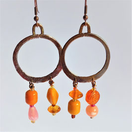 CBO22. Boucles d'oreilles cuivre martelé