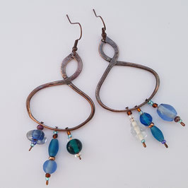 CBO15.boucles d'oreilles cuivre martelé