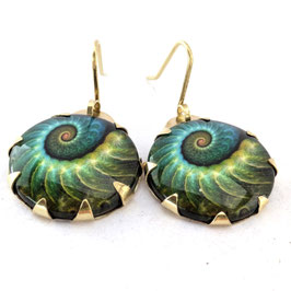 BL03. boucles d'oreilles laiton doré "paon"