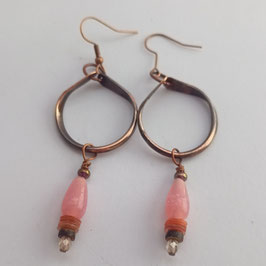 CBO19. Boucles d'oreilles cuivre "gouttes"