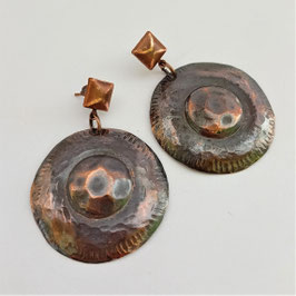 CBO28. Boucles d'oreilles ronds cuivre martelé