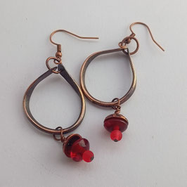 CBO29. boucles d'oreilles cuivre "rouge"