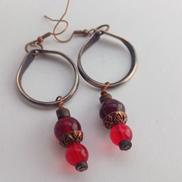 CBO26. boucles d'oreilles cuivre "red"