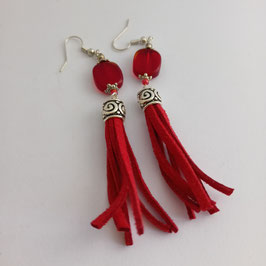 46. boucles d'oreilles pompon rouge