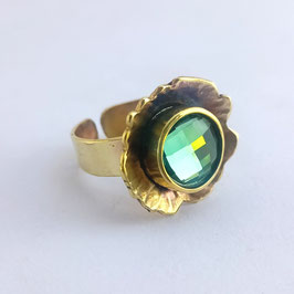 65. Bague laiton et verre à facettes "les tons dorés"