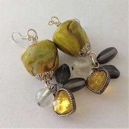 FBO11. boucles d'oreilles cœur jaune