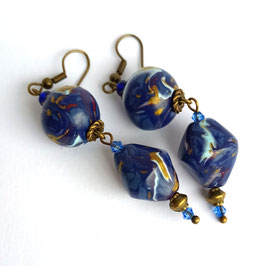 FBO71. Boucles d'oreilles nuit bleue