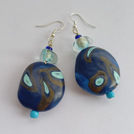 FBO87. Boucles d'oreilles bleues