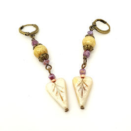 FBO51. boucles d'oreilles cœur nacré