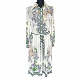 Kleid Gr. L/XL hell mit Bordüren VINTAGE 1960s Pucci-Style