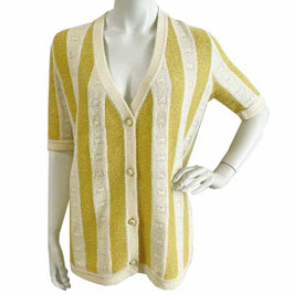 Strickjacke Gr. M MODISSA weiss-gelb gestreift VINTAGE 1960s