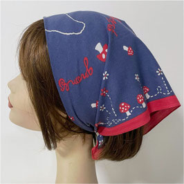 Bandana / Baumwolltuch ESPRIT Zwerge Pilze blau-rot VINTAGE 1990s