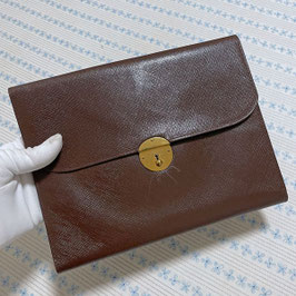 Täschchen flach beidseitig zu öffnen braun Saffiano VINTAGE 1940s