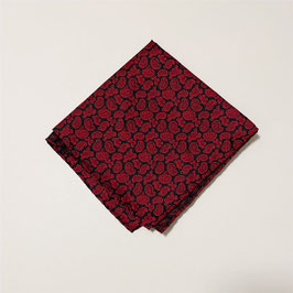 Pochette Poschettli Einstecktuch rot-schwarz Seide handrolliert VINTAGE 1980s