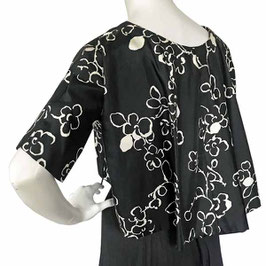 Oberteil Top Couture Gr. XS/S Seide kurzarm schwarz-weiss VINTAGE 1970s