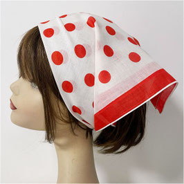 Bandana / Baumwolltuch weiss-rot mit grossen Punkten VINTAGE 1980s