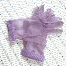 Handschuhe Nylon Gr. 7.5 Sommerhandschuhe lila VINTAGE 1960s