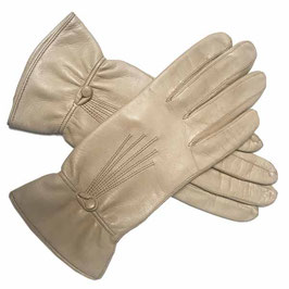 Handschuhe Gr. 6 ¾ Leder hellbeige Seidenfutter VINTAGE 1970s