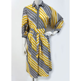 Kleid AKRIS Gr. S mit diagonalen Streifen Baumwollbatist VINTAGE 1970s