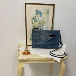 Tasche Umhängetasche BALLY Leder Velours jeansblau VINTAGE 1980s