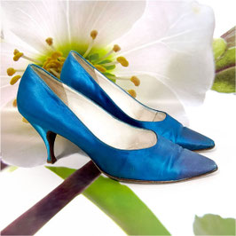 Pumps Satin BALLY Gr. 37.5/38 royalblau VINTAGE 1960s