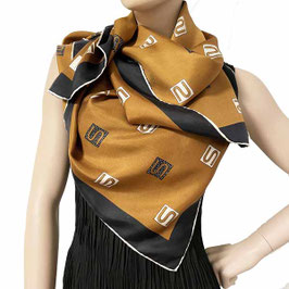 Foulard Carre braun-schwarz «S» Solterio Italy VINTAGE 1980s