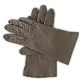 Handschuhe  Gr. S/M Leder braungrau Seidenfutter greige VINTAGE 1970s