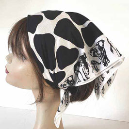 Baumwolltuch Bandana schwarz-weiss mit Elefanten 52 x 53 cm VINTAGE 1990s
