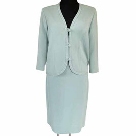 Deux-Pièce Kostüm Gr. M hellblau Jersey VINTAGE 1960s