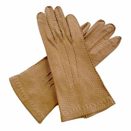 Handschuhe Leder 7.5 caramel handgenäht Pecari VINTAGE 1940s