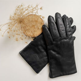 Handschuhe Leder 6.5/7 schwarz mit Fellfutter VINTAGE 1960s