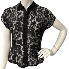 Bluse Top Spitze Gr. XS/S schwarz VINTAGE 1960s