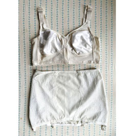 Set Hüftgürtel und Long-BH weiss Gr. L VINTAGE 1960s