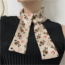 Twilly kleiner Schal Seide handmade Silvia-K Reiter Pferde