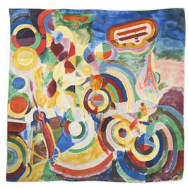 Foulard Carré Seide Robert Delauney Blériot Künstler 85 x 85 cm VINTAGE 1930s