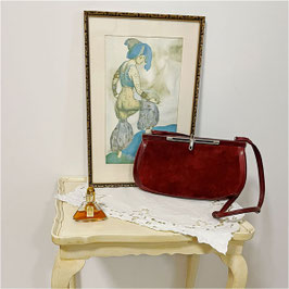 Tasche Umhängetasche Leder/Suede bordeaux VINTAGE 1970s
