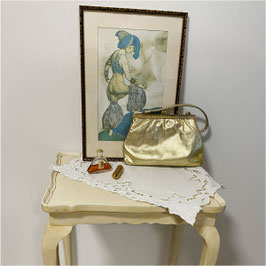 Abendtäschchen Leder Gold VINTAGE 1970s