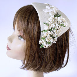 Hütchen Headpiece weiss Blütenbouquets Hochzeit VINTAGE 1950s